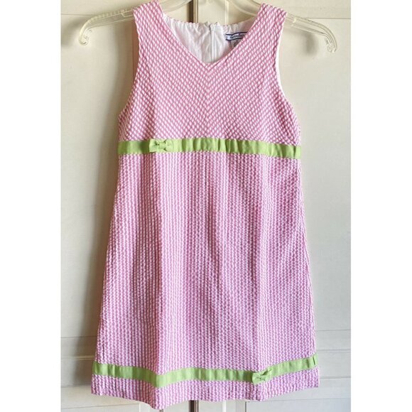 Hartstrings Girl’s Sleeveless Pink White Seersucker Cotton Easter Dress‎ Sz 8 - Picture 1 of 7
